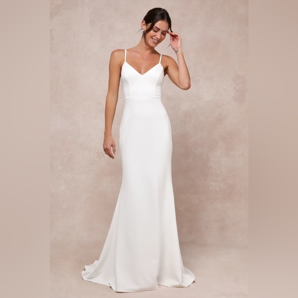 Lulus Feeling of Forever White Sleeveless Mermaid Maxi Dress